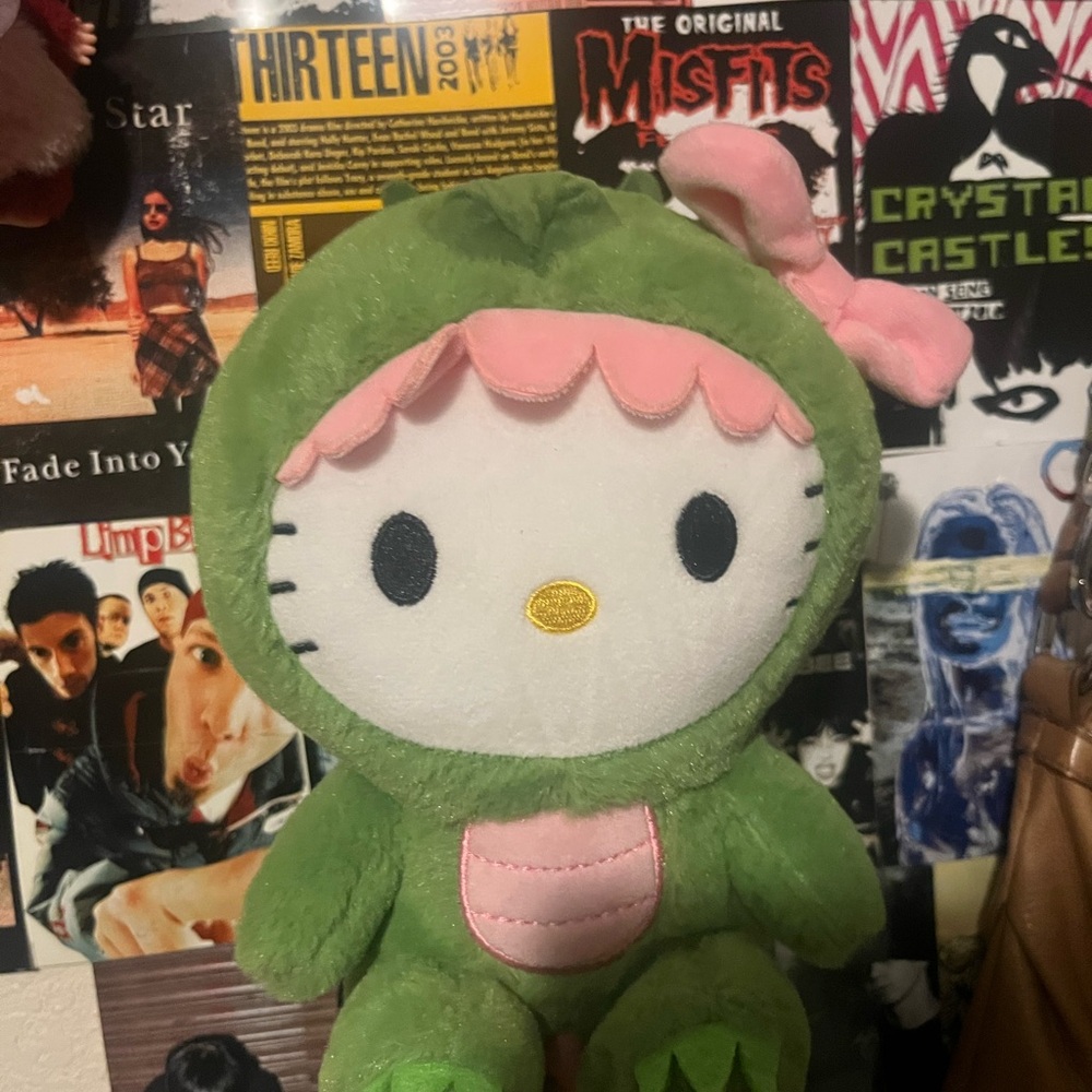 Hello Kitty Green and Pink Stuffed Animal